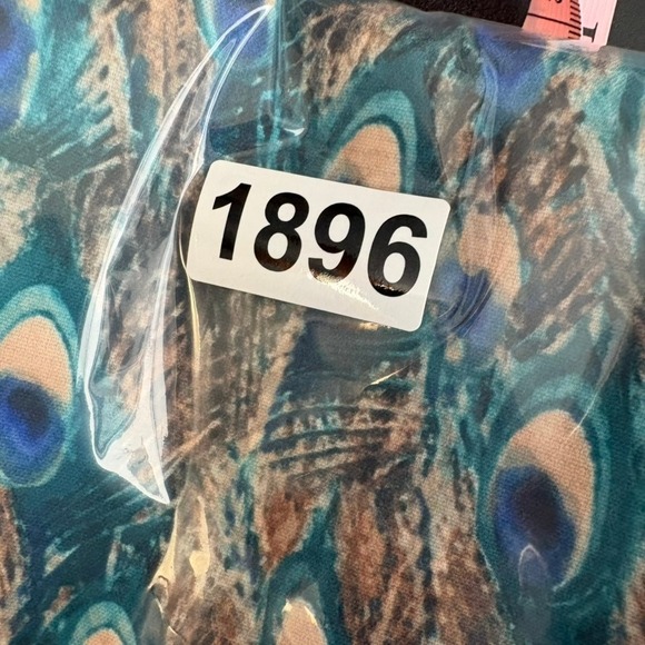 Talbots Pencil Skirt 4 Teal Peacock Feather Print Knee Length Lined Career - Picture 9 of 9